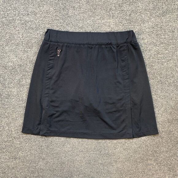 Golfino Skort Womens 4 Black Pull On Inner Shorts Front Slits Performance Golf - Picture 2 of 10